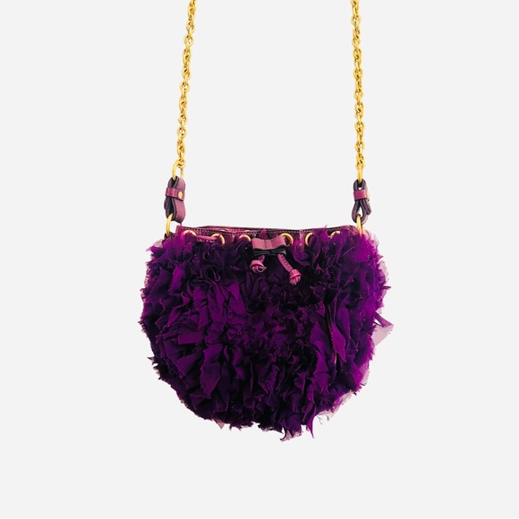 LIKE NEW Juicy Couture Silk Chiffon & Leather Pouchette Bag - Picture 9 of 12